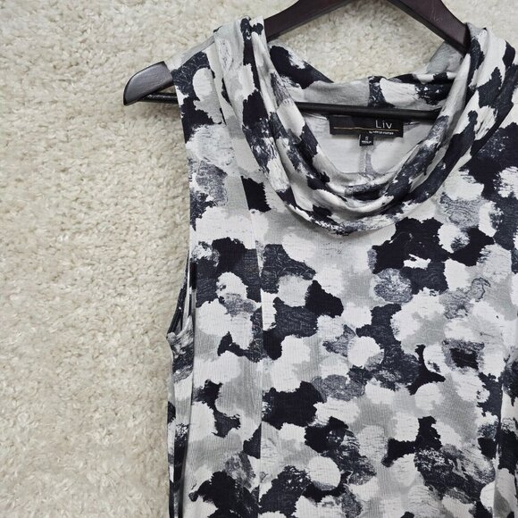 Liv by Habitat‎ Tank Dress Small Cowl Neck Artsy Stretch Asymmetrical Hem Gray - Picture 4 of 13